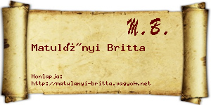 Matulányi Britta névjegykártya
